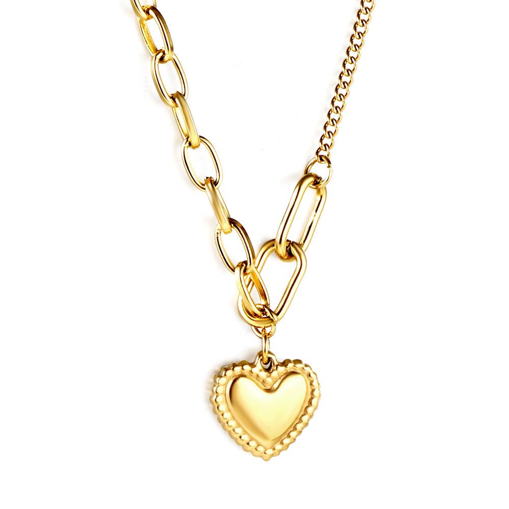 Love pendant collarbone chain personalized trend OT buckle necklace stainless steel plated 18K gold jewelry women