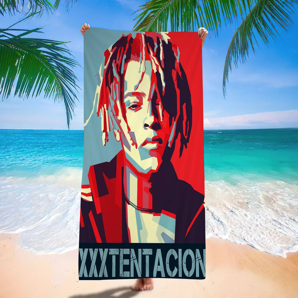 X-XXXTentacions 17 Rapper Anime Beach Swimming Towel Soft Absorbent Washcloth Children's Gifts for Kids Travel Camping Gym