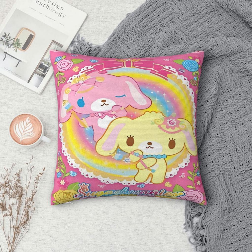 Cartoon Sugarbunnies Square Pillowcases Polyester Seat Sugar Cushion Case Creative Home Decoration Pillowcase 45*45