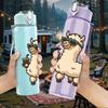 1PC Cool Sunglasses Llama Cartoon 750ml Color Plastic Sports Water Bottle Leakproof Flip Straw Lid Suitable for Sports Office Home Use
