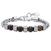 Herren Armbänder mit Perlen, Armband mit Gliedern aus Edelstahl und Natursteinen, Weihnachts- und Geburtstagsgeschenke für Papa, Ehemann, Sohn