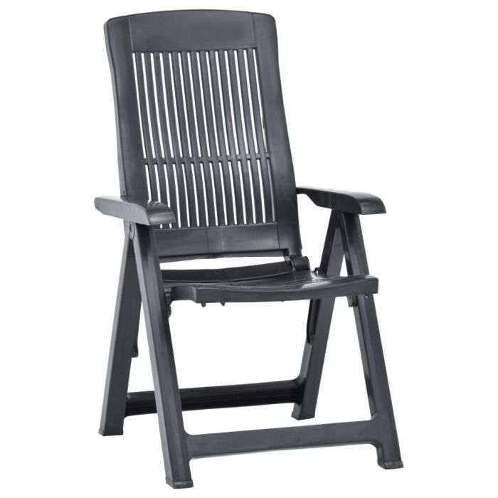 VidaXL Garden Reclining Chairs 2 Pcs Plastic Anthracite