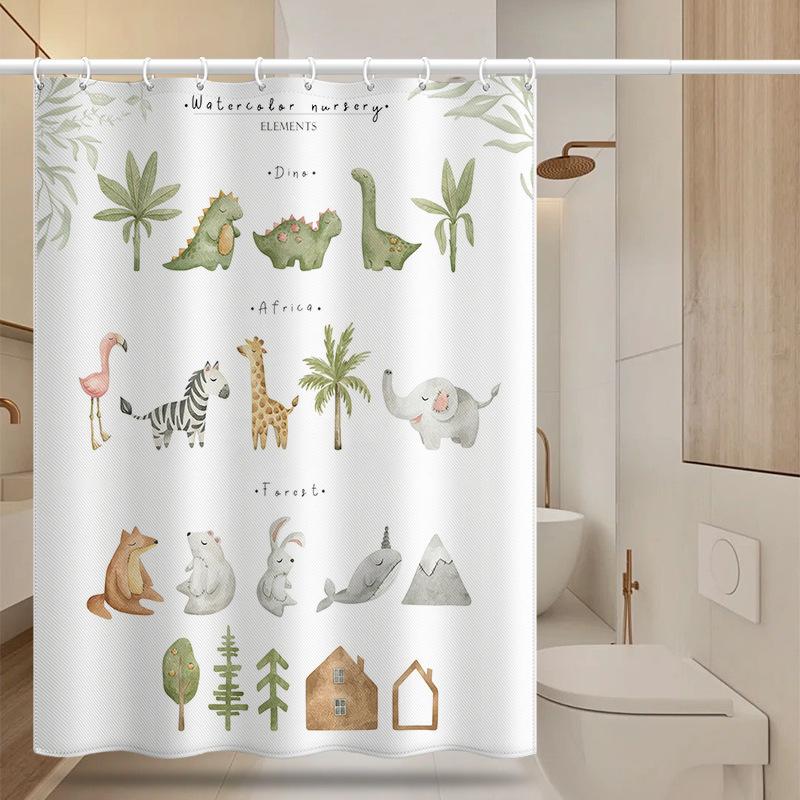 Bathroom Thickened Waterproof Curtain Mildew Proof Shower Curtain Shower Partition Curtain Shower Curtain Bathroom Curtain Free Perforation