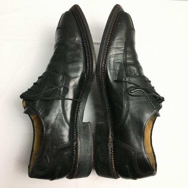 80s-90s? Vintage/MEZLAN Square Toe U-Tip Business Shoes Black size 8 Platinum Model Men's(USED)