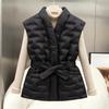 2026 New Korean Version V-neck Cinched Waist Drawstring Thick Shoulder Vest Jacket
