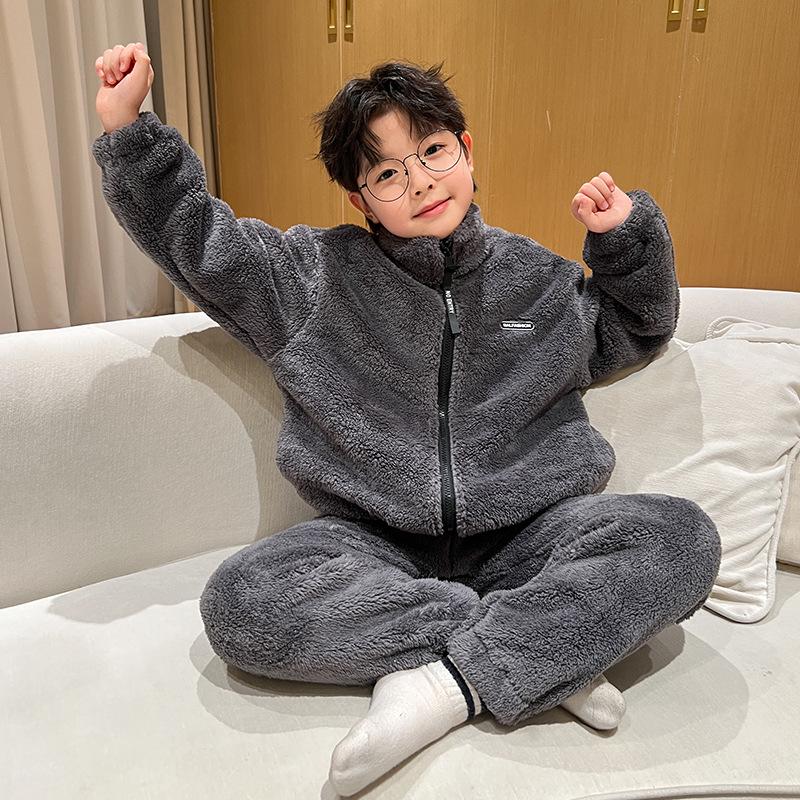 

Модные зимние пижамы для мальчиков - Фланель и Вельвет 170cm for height ~160cm серый