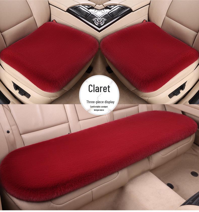 

Winter Thickened Non-Slip Rabbit Fur Car Seat Cushion Set - 3-Piece Plush Pad One Front Single Cushion