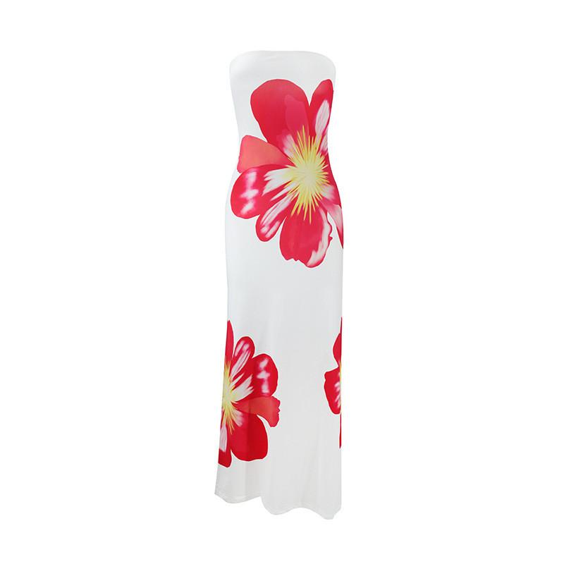 Summer Boho Floral Maxi Dress With Milk Silk Fabric For Vacation And Casual Wear