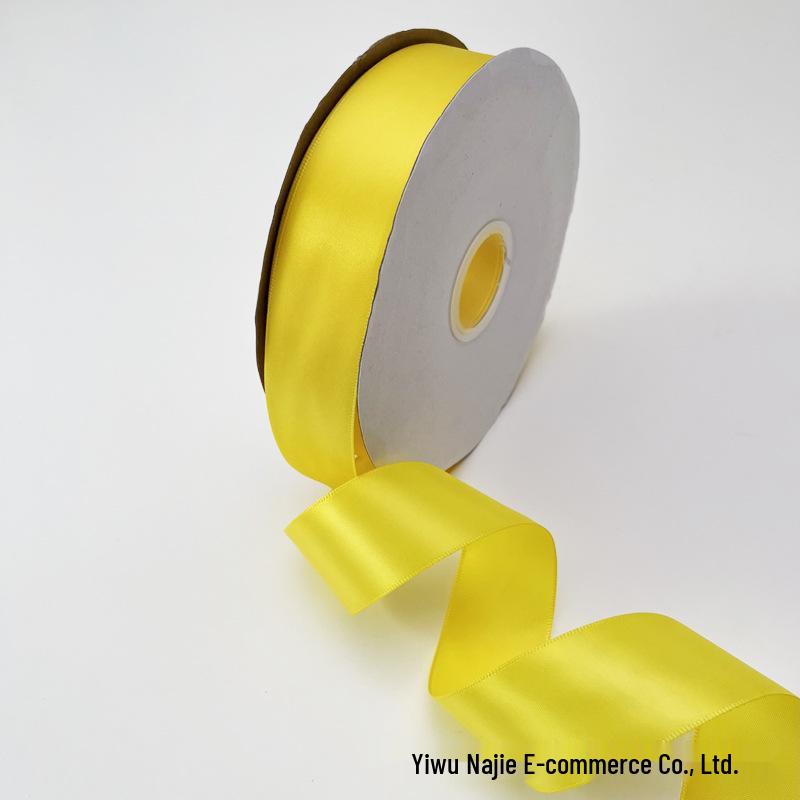 Yellow Satin Ribbon Set: Includes 2cm, 4cm, 1cm, and 6mm Rolls for Gift Wrapping and Bow Decorations