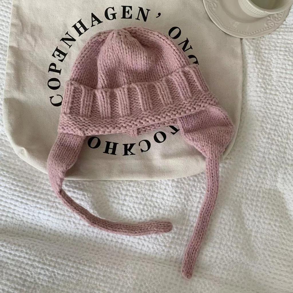 Solid Knitting Winter Warmer Hats Ear Protection Elastic Knitted Trapper Hat Korean Autumn and Winter Flying Hat