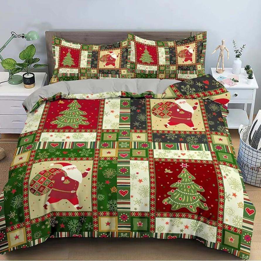 Christmas Snowman Down Comforter Set Bedding Set 3-piece Duvet Cover Set