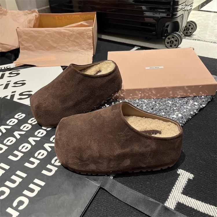 Mat leer grote hoofd dikke hoofd schoenen brood schoenen casual tas hoofd halve steun schoenen buitenschoen steun pluizige schoenen Muller Boken schoenen