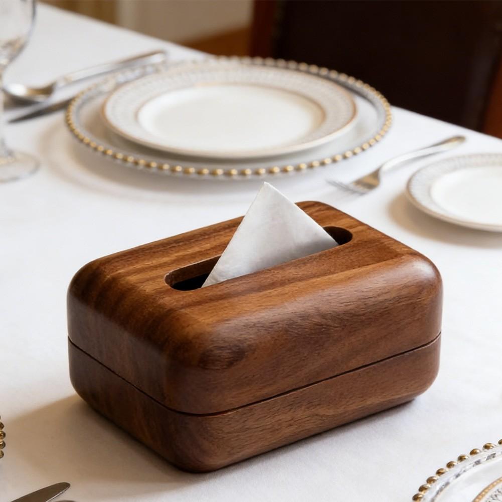 Modernes Retro-Design Walnuss Taschentuchbox Polierte Glatte Oberfläche