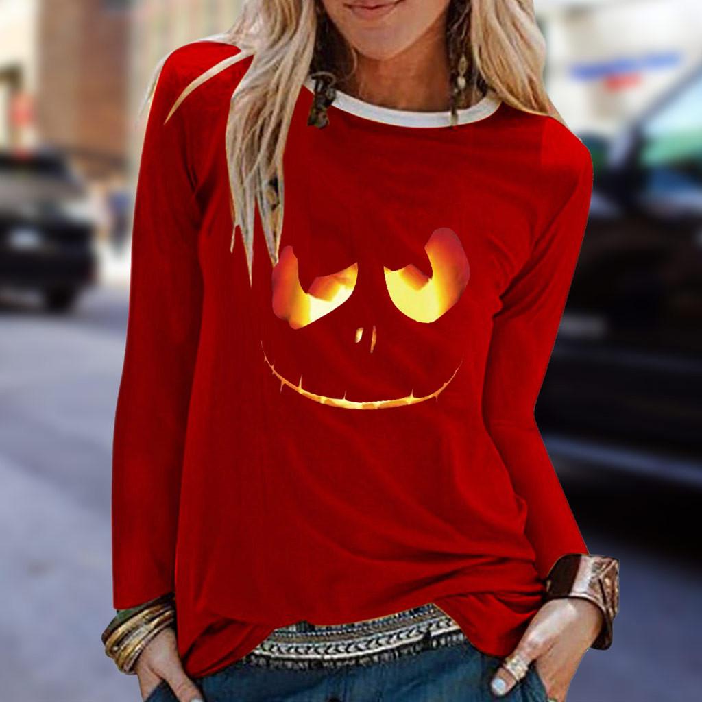 Buy Womens Halloween Print Shirts ONeck Long Sleeve Top Loose TShirt