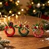 Artificial Wreath with Bow Mini Christmas Ornament, Miniature Bow, Handmade Ornaments Pinecone, Xmas Tree Hanging for Holiday Party Decor