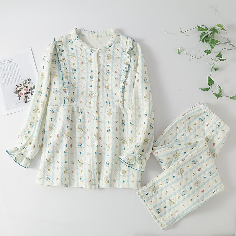 

Пижама для беременных из воздушного хлопка: Осень/Зима Чистый хлопок Послеродовой Стиль для кормления грудью, Большие размеры в наличии XL (Within 65-75 kg)