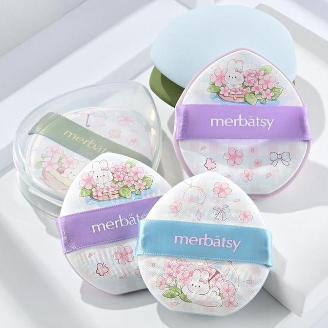 Jericoure - Rabbit Floral Droplet Powder Puff (Various Designs) 01 - Strap - Blue