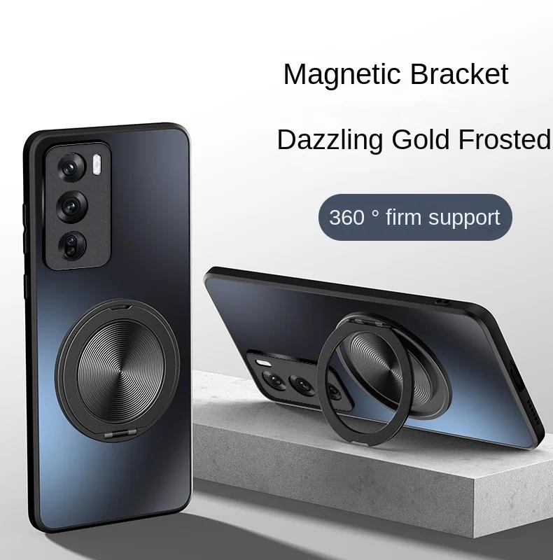 Magnetischer Ständer Magsafe Hülle für OPPO Reno 12 Pro 12 5G Hülle Halterung Stoßfest Hart Matt Ringhalter 360° Drehbar Schützende Rückseite Ständer Abdeckung