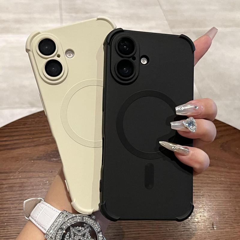 4 Corner Silicone Magnetic Case For iPhone 17 Air 16 15 14 13 12 Pro Max Plus for Magsafe Wireless Charge Lens Protection Cover