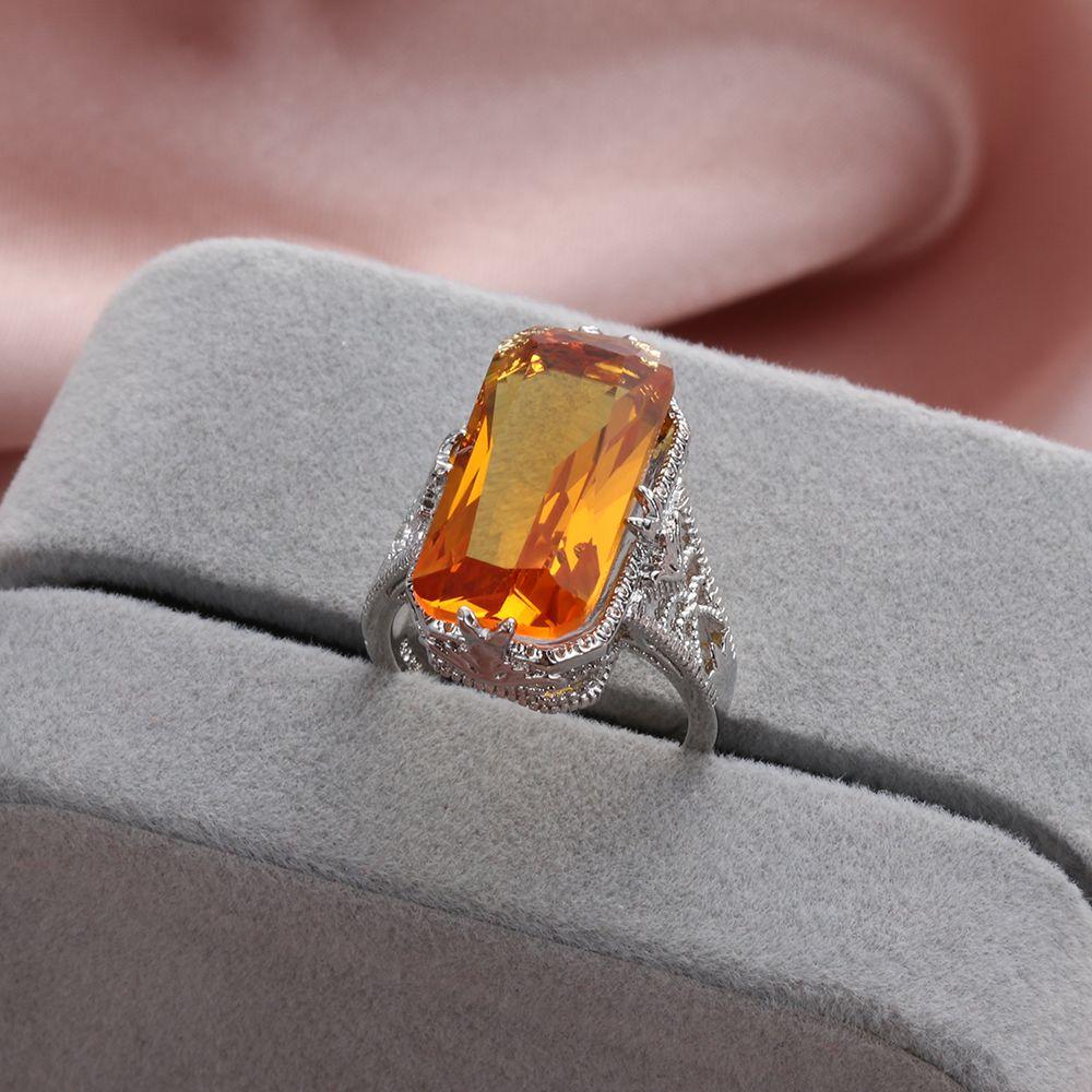 

Вінтажний Ювілейний Подарунок Ювелірні Вироби 925 Срібний Перстень Обручка Заручини Натуральний Цитрин 10