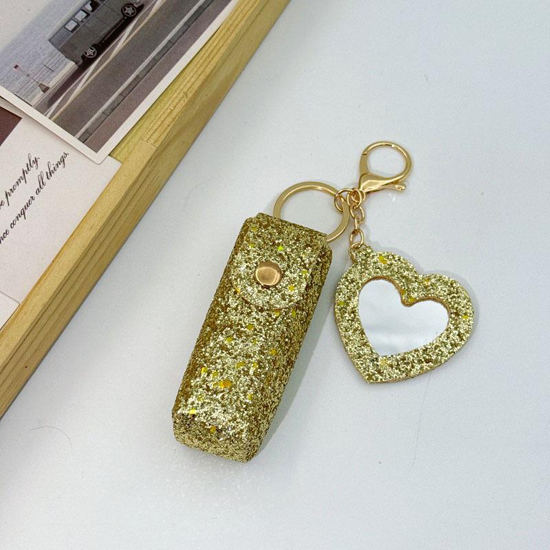 Compact Leather Lipstick Organizer Keychain: Elegant Mini Bag Pendant Accessory