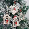 Adorable Wooden Christmas Tree Ornaments With Santa And Snow House Design