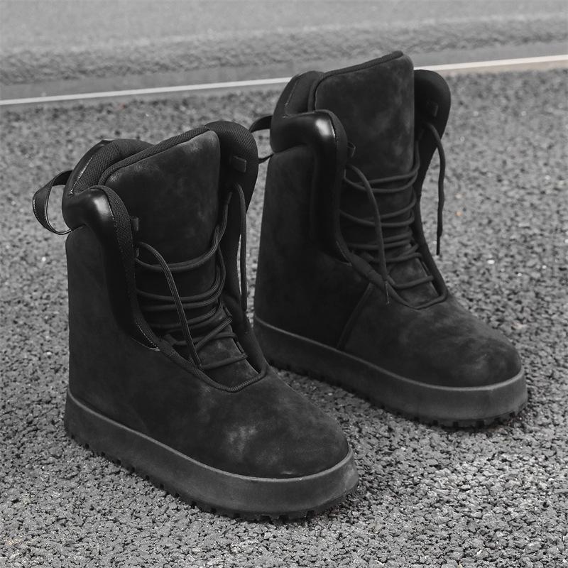 Mocassini Invernali Caldi in Velluto High-Top da Uomo - Giallo Casual Trendy Calzature da Lavoro Stivali in Cotone