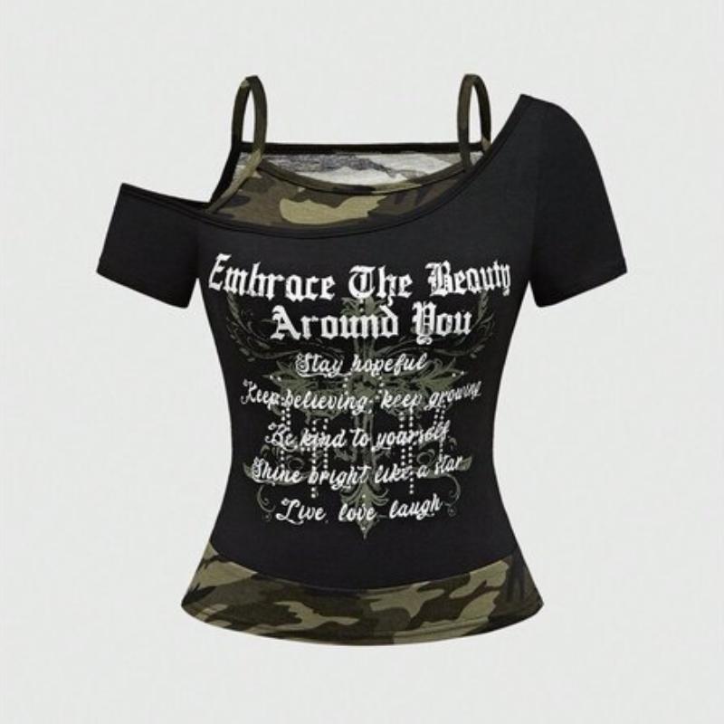 

Європейський та американський Y2K літній сексуальний топ з відкритими плечима з принтом літер L