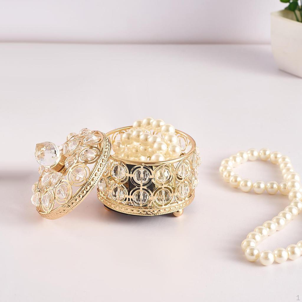 Crystal Jewelry Box with Lid Organizer for Gift Women Girls Keepsake
