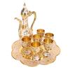 Vintage Turkish Tea Set Multifunctional Zinc Alloy Tea Pot Cups Set with Tea Tray for Party