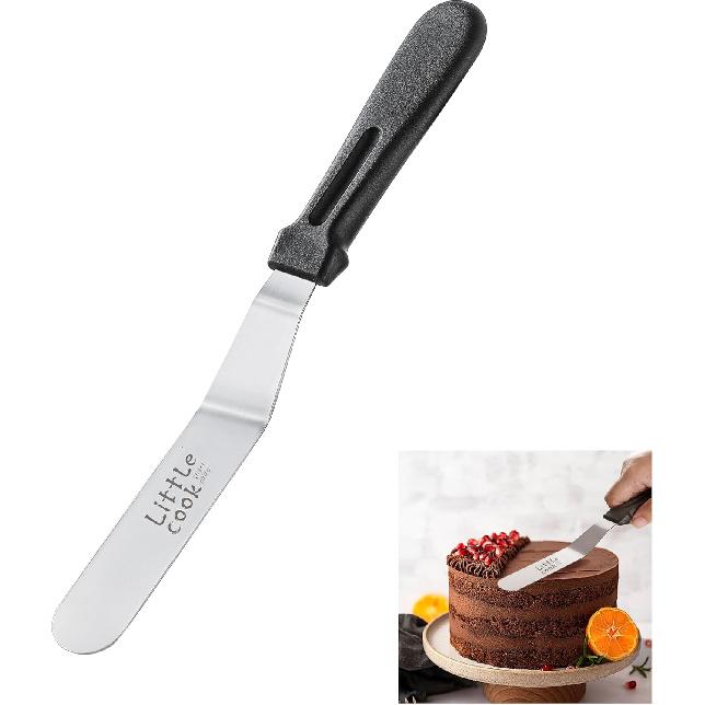 Icing Spatula, Little Cook Stainless Steel Offset Spatula, Cake Spatula with Ergonomic PP Handle, Multi-purpose Frosting Spreader for Home, Kitchen,