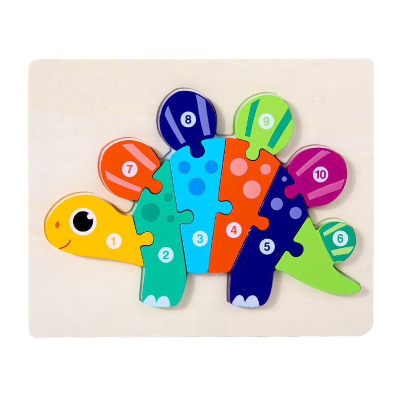 Educational Animal Wooden Traffic Numbers Puzzle Toy For Toddlers Learning Play