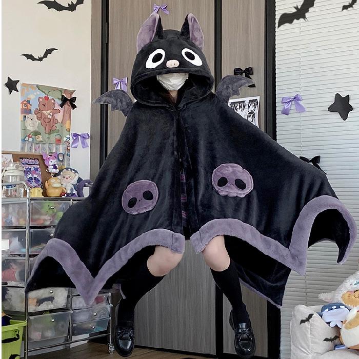Luna's Little Bat Hooded Coral Fleece Blanket & Sleep Robe