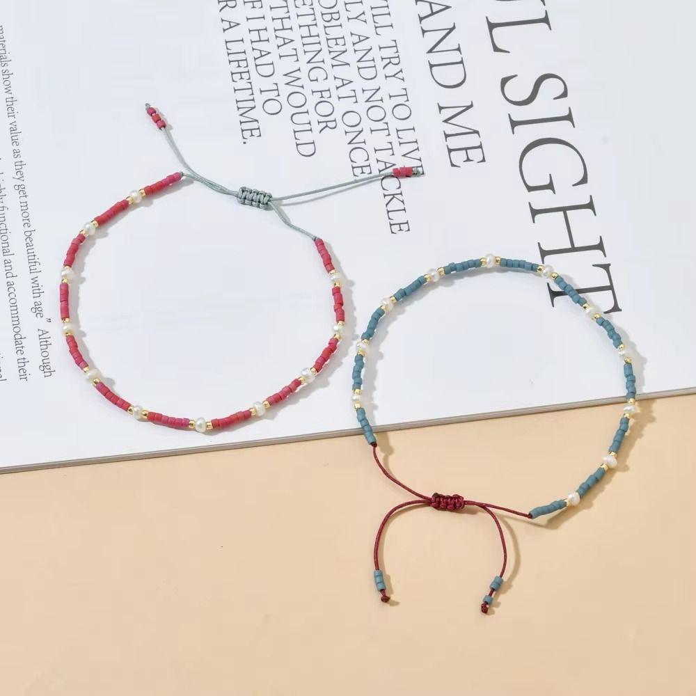 Adjustable Length Rice Bead Bracelet Thin Design Friendship Bracelet  Beach Vacation