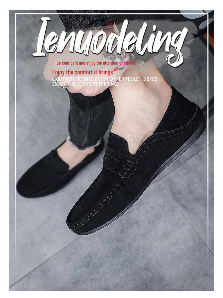 Men's Spring Suede Moccasins: Trendy British Loafers, Slip-On Driving Shoes