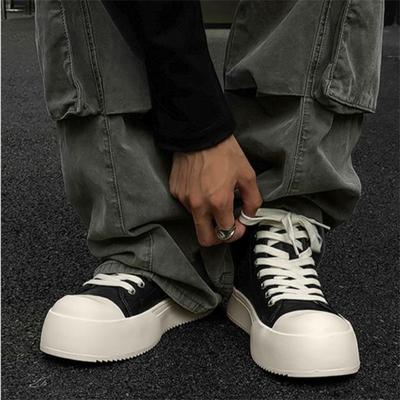 Fragrant Board Shoes High Street Thick Bottom Derby Shoes Trendy Men's Commuting Casual Leather Shoes Breathable Canvas Shoes