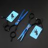 Freelander, manico blu nero, forbici per capelli, forbici piatte, forbici dentate, forbici sottili 5,5 pollici
