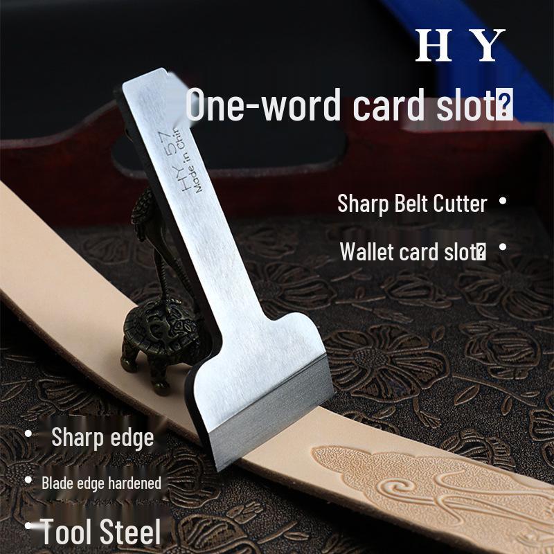 Handcrafted Leather Card Slot Punch Set with Photo Slot, Grooving Tool, and Hardened Flat Chisel. Straight Chisel (Blade Width 87mm)