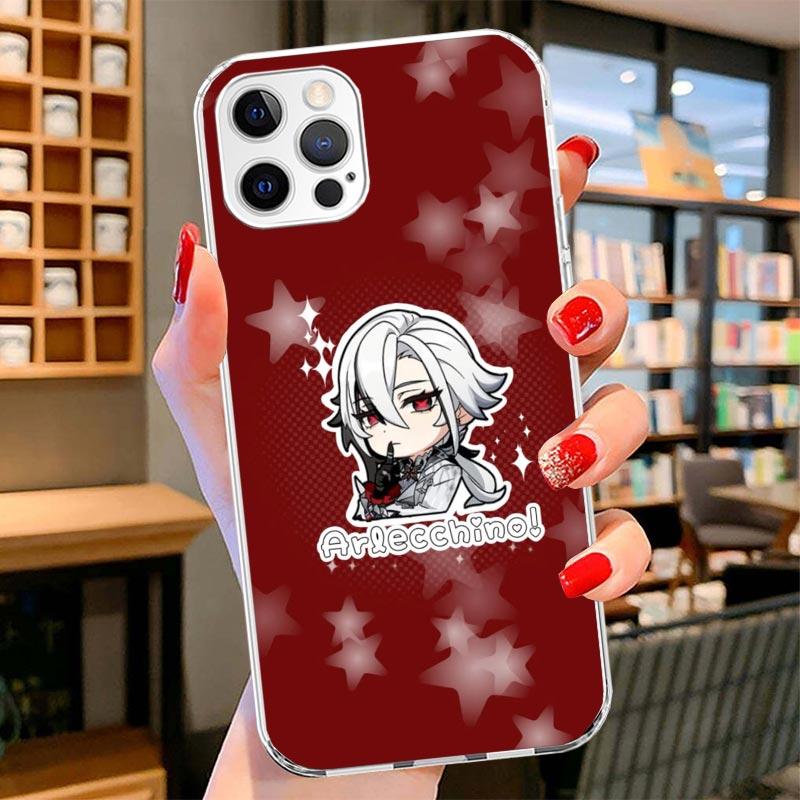 Arlecchino Genshin Impact Cover Phone Case For iPhone 16 17 Air 15 14 Pro Max 16E Phone Case 13 Mini 12 11 7 SE 8 Print Pattern