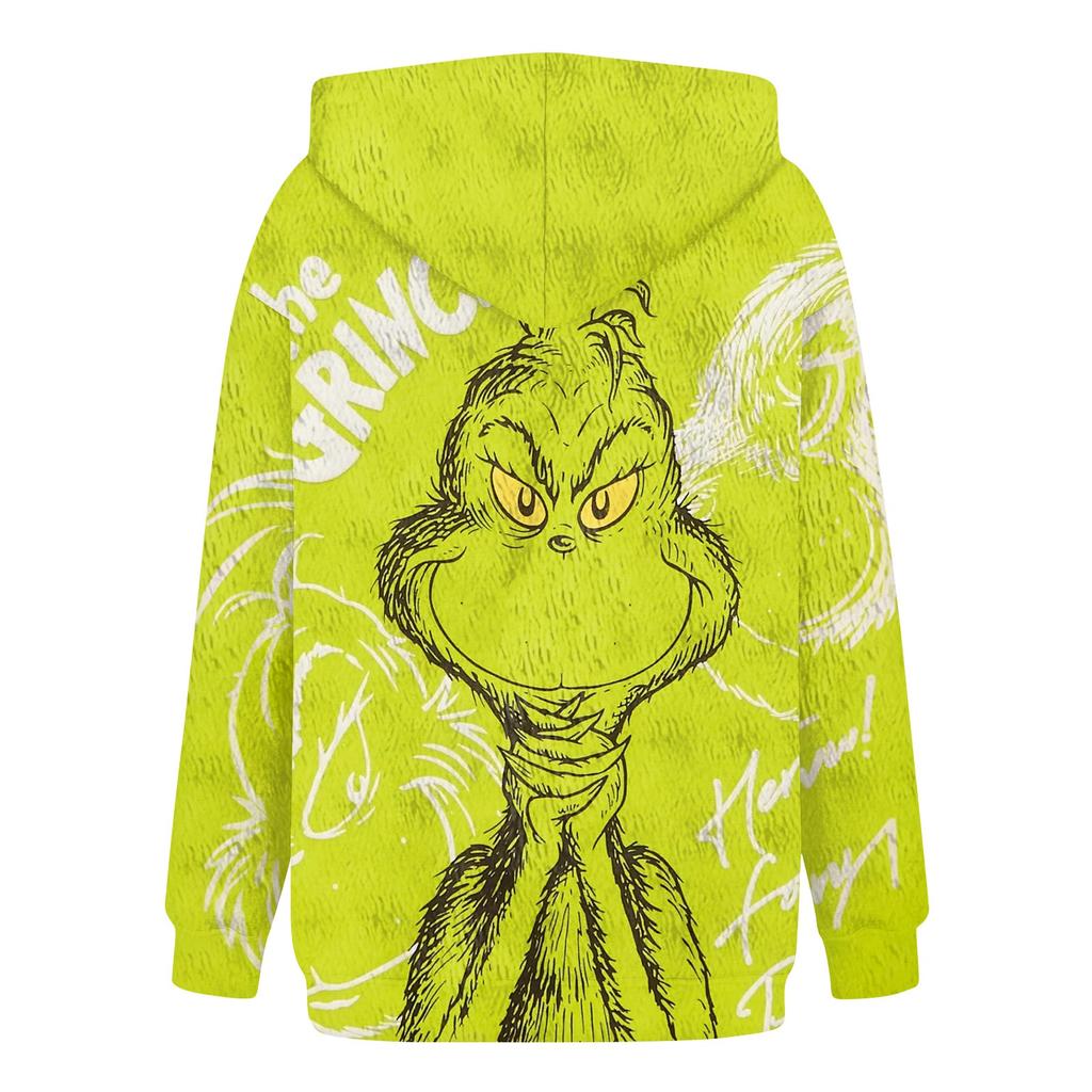 Women's Hooded Long Sleeve Christmas Printed Flannel Top Hooded Sweatshirt