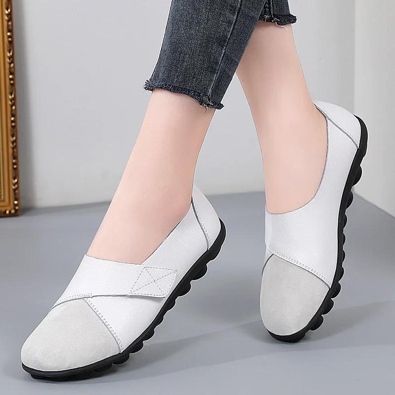 2024 New Women Flats Ballet Shoes Women Cut Out Leather Breathable Moccasins Women Boat Shoes Ballerina Casual Shoes Chaussure
