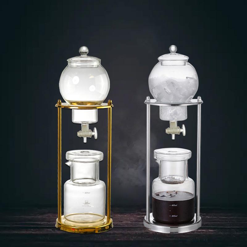Glass Cold Brew Coffee Maker with Stainless Steel Stand Iced Drip & Tea Infuser Bottle Large Capacity