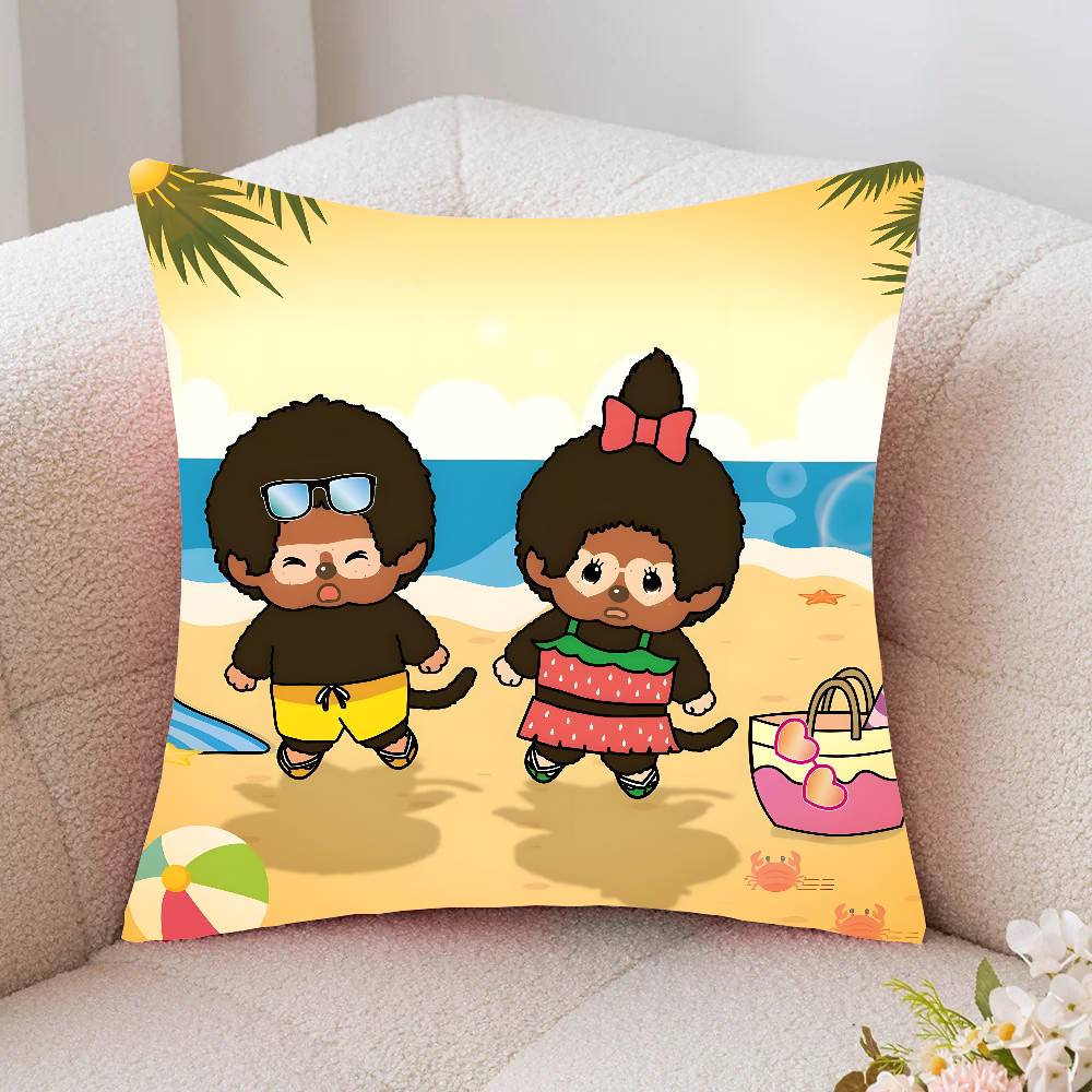 Cartoon Animation M-Monchhichi Pillow Case Fashion Square Pillowcase Bedroom Sofa Room Ins Decoration Leisure