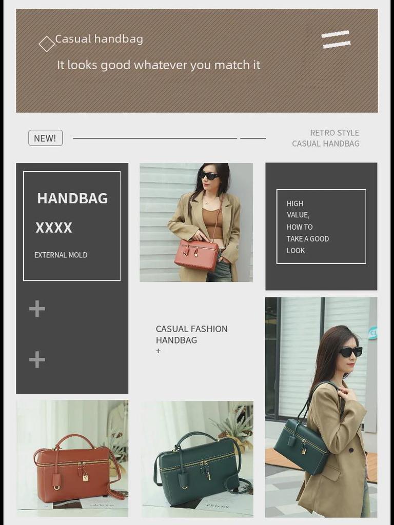 LP27 Women's Genuine Leather Lunch Box Crossbody Bag - 2025 New Vegetable-Tanned Gigi Handbag