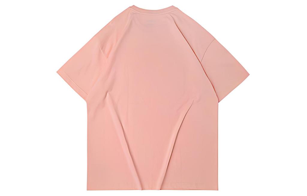 Li Ning T Shirts Men's Orange Pink Crew Neck Moderate Straight Fit AHSQ091-2