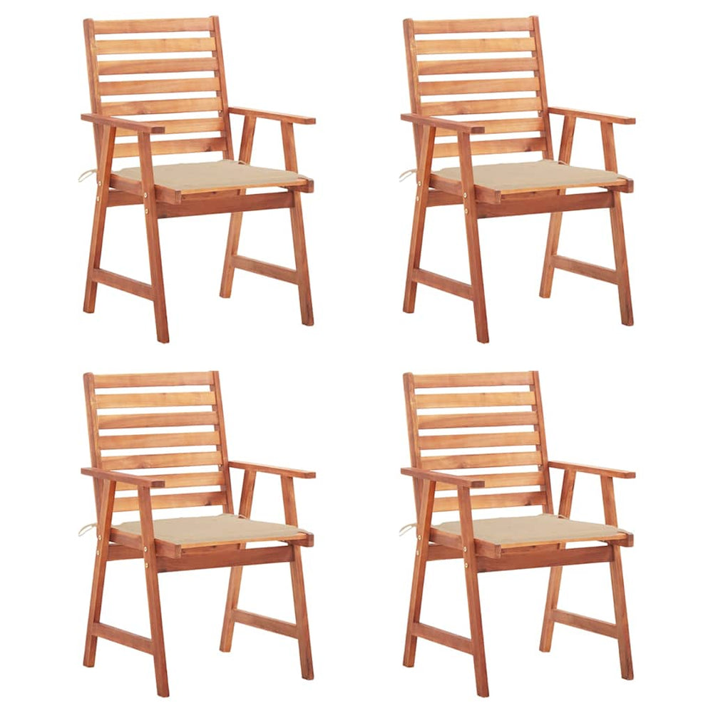 Chaises à manger d'extérieur lot de 4 et coussins Acacia massif