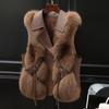 Women's Short Jacket Autumn Winter New Style Spliced Imitation Fox Fur Horse Clip Vest Fashion
