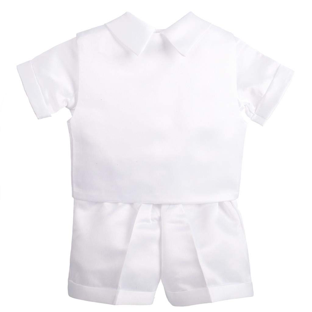 Dressy Daisy Christening Short Sleeves with Sizes Months Boys' Outfit, White, Bonnet, 0-3