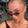 New Fashion Rimless Cat Eye Sunglasses Women Men Metal Rivet Sun Glasses Outdoor Driving Travel Beach Goggle Eyewear