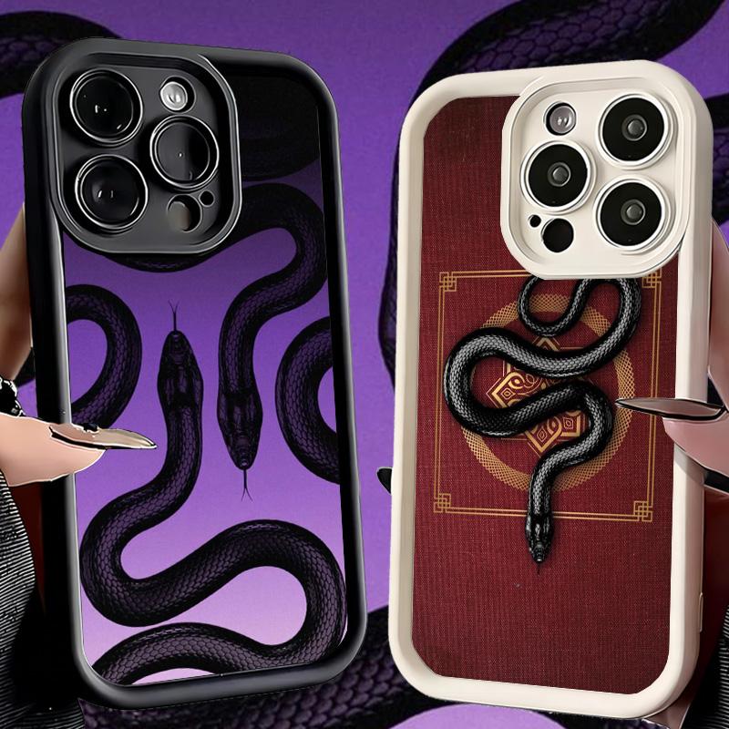 Phone Case for iPhone 17 Air 16E 15 16 Pro Max Black Snake Doodle Cover 14 Plus 13 12 Mini Soft Shell Silicone Fundas